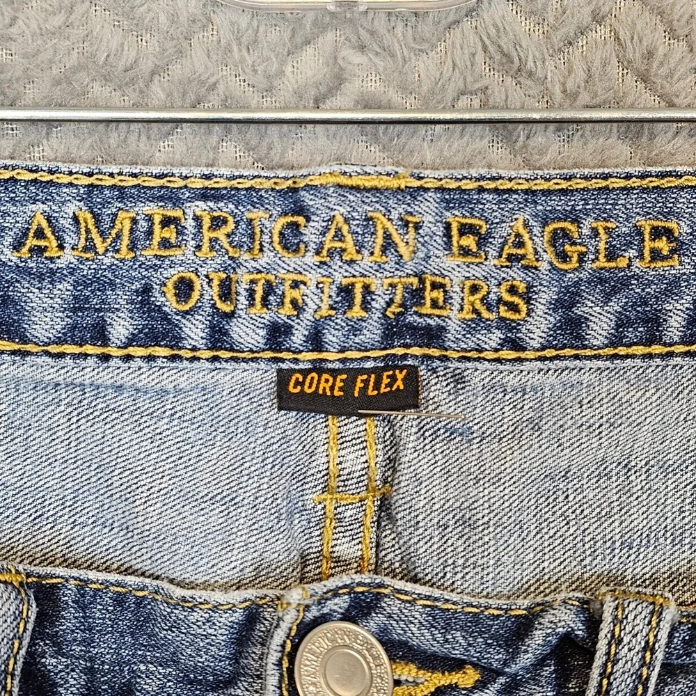 American Eagle Relaxed Straight Jeans Men 32x34 Blue Core Flex Medium Wash Denim